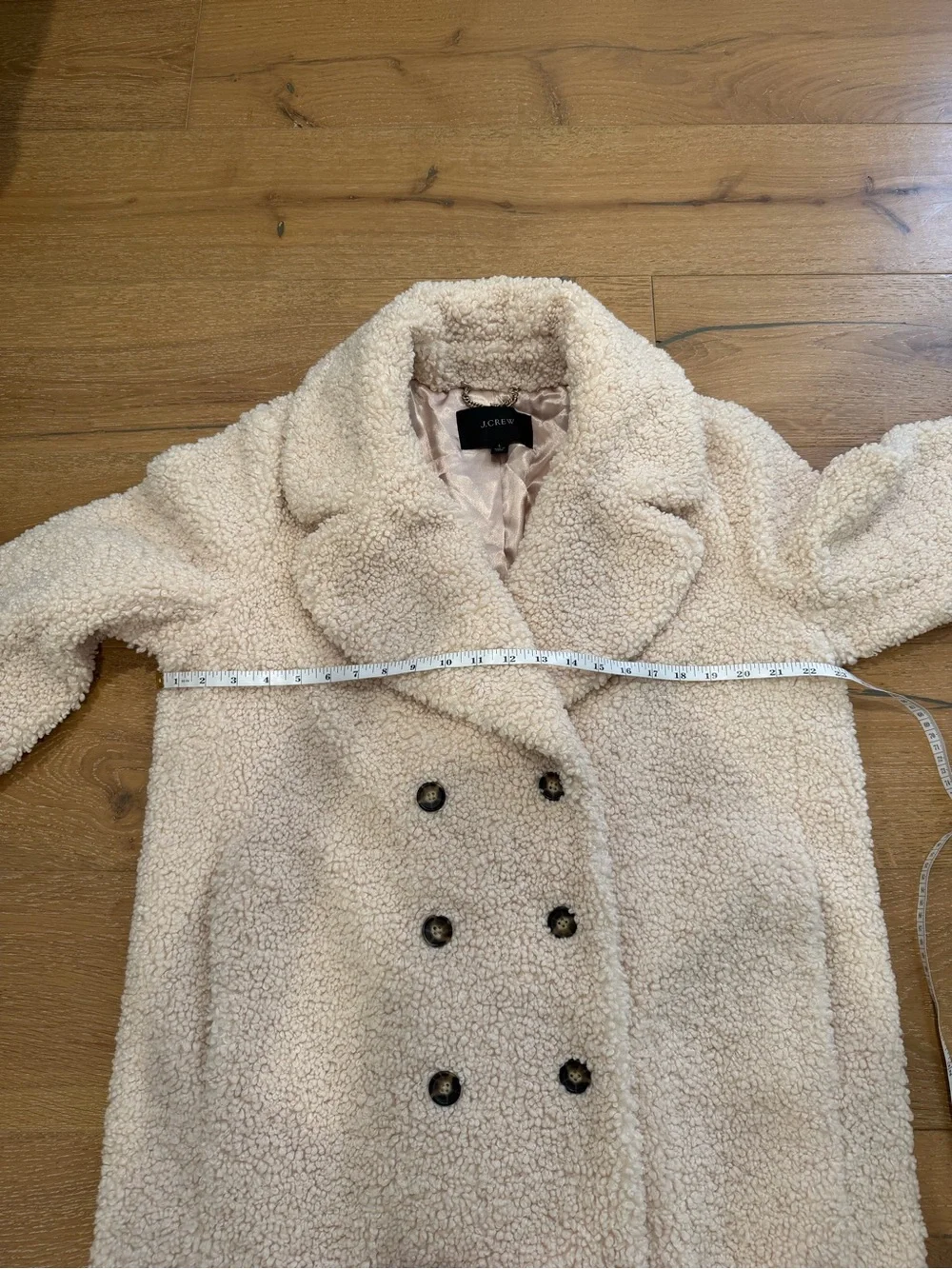 J. Crew Double-Breasted Teddy Sherpa Topcoat - size Large